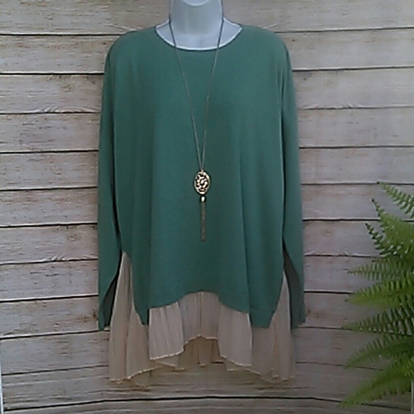 LOGO by Lori Goldstein Tunic w/ Chiffon Hem